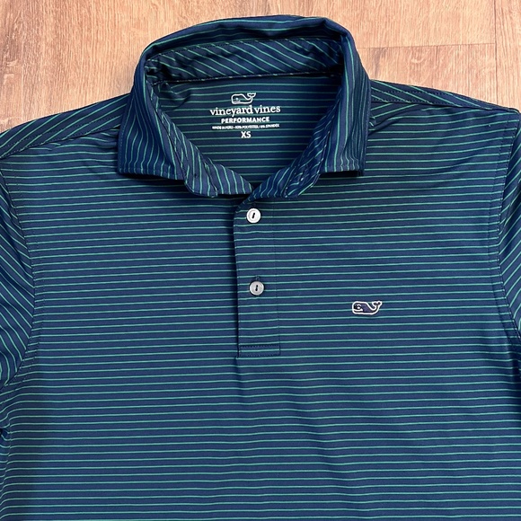 Vineyard Vines Other - Vineyard Vine Performance Blue/Green Striped Golf Shirt Size XS